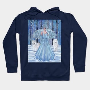 Rahmiel winter angel with wolves by Renee Lavoie Hoodie